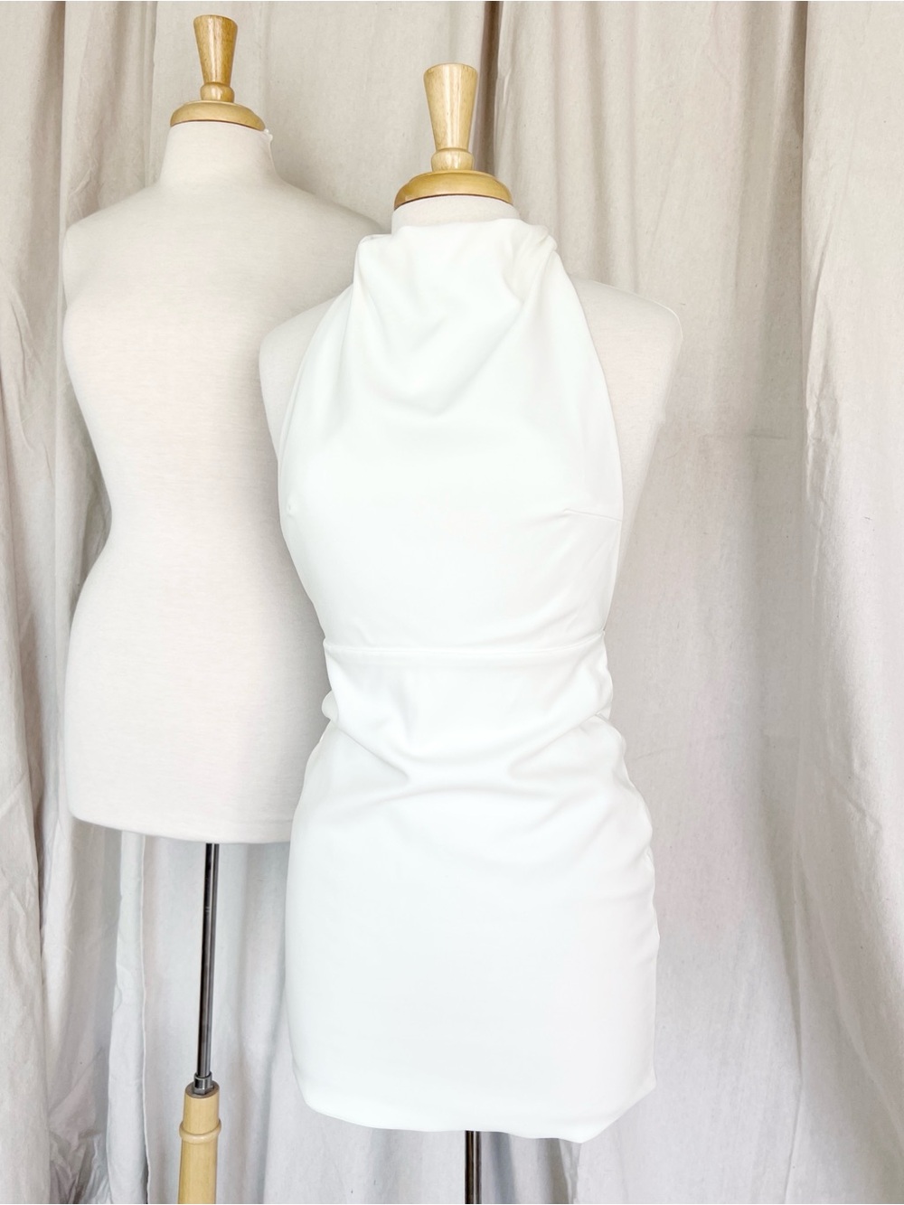 Elegant White Halter Mini Dress